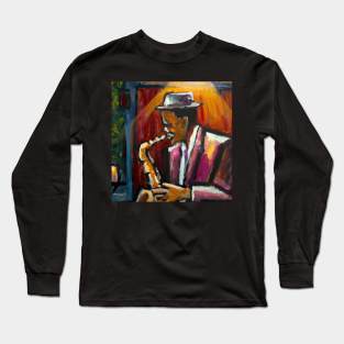 Jazz Saxophone on canvas Long Sleeve T-Shirt